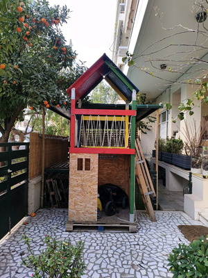 Wooden children's tower like new, handmade, two-story with ladder