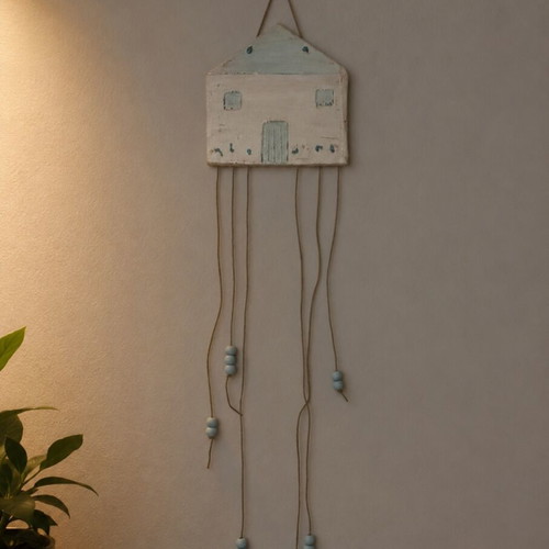 Decorative Handmade House Wall Ornament from Air-Dry Clay