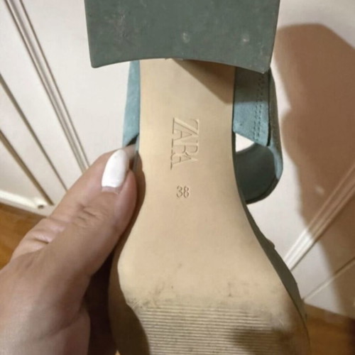 Zara suede women's sandals mules with platform, like new, turquoise