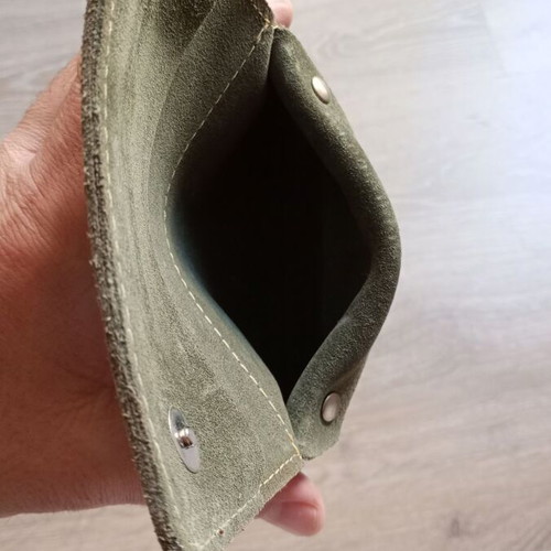 Suede tobacco pouch with VW Transporter Type 2 print like new