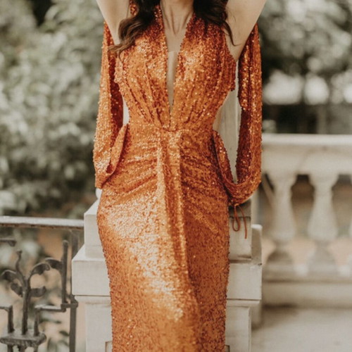Mischalis Atelier dress orange like new, size S