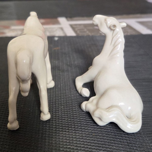 Blanc De Chine Porcelain Horse Pair like new, mid-century 1950s-60s