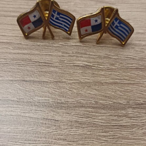 Lapel pins used with Greece and Panama flags