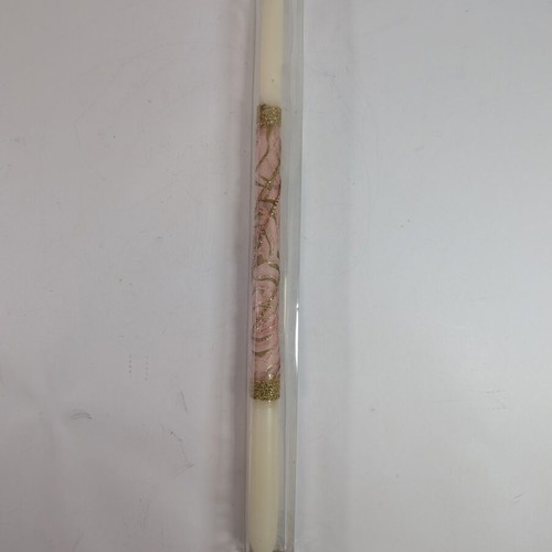 Easter candle 42cm like new, gold and pink