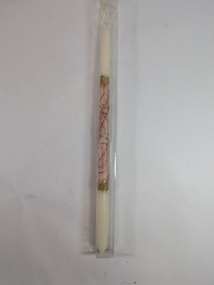 Easter candle 42cm like new, gold and pink