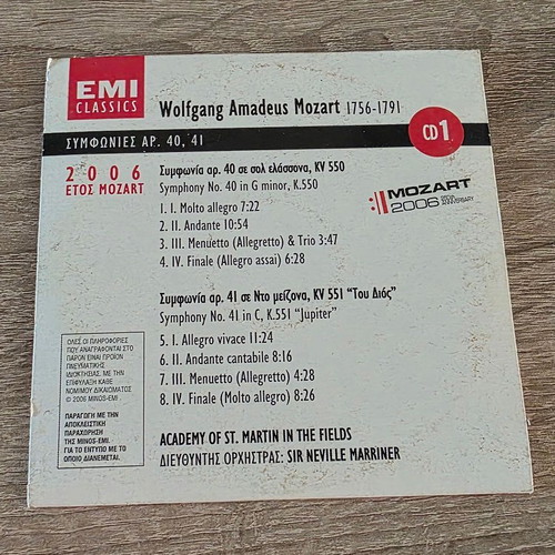 Wolfgang Amadeus Mozart CD 2006 year Symphony No40 and No41 like new, classical