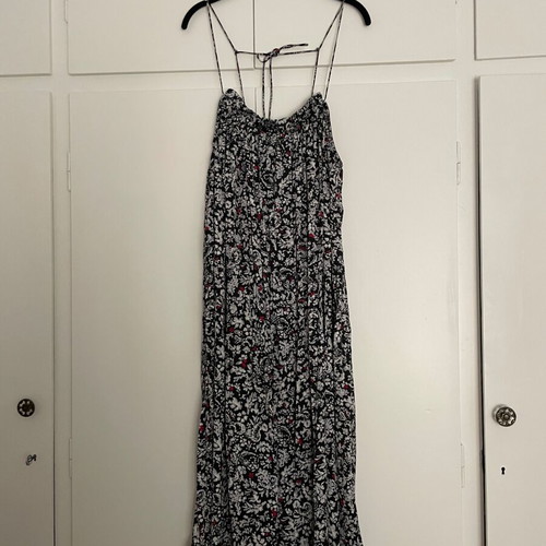 Zara maxi dress black with low back, medium, like new