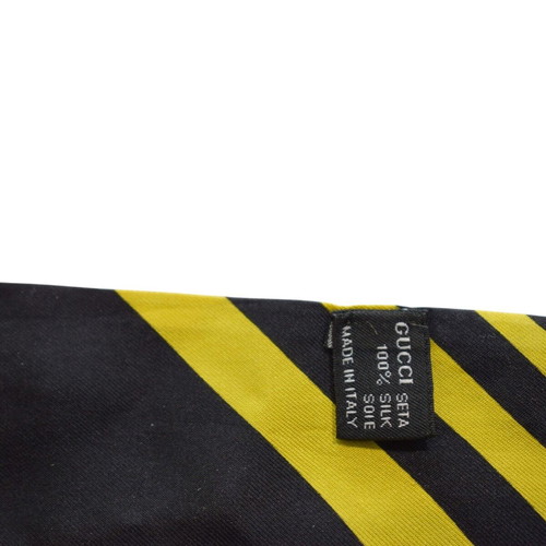 Gucci Twilly yellow black striped silk scarf choker bag charm