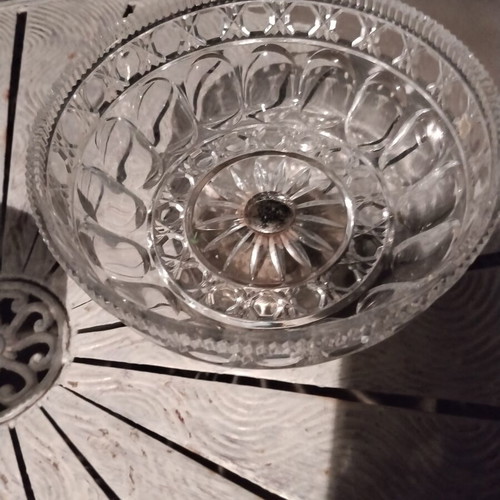 Vintage lead crystal set with bonbonniere and large fruit bowl used