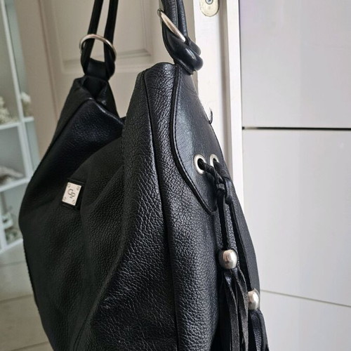 CP leather shoulder bag used, black