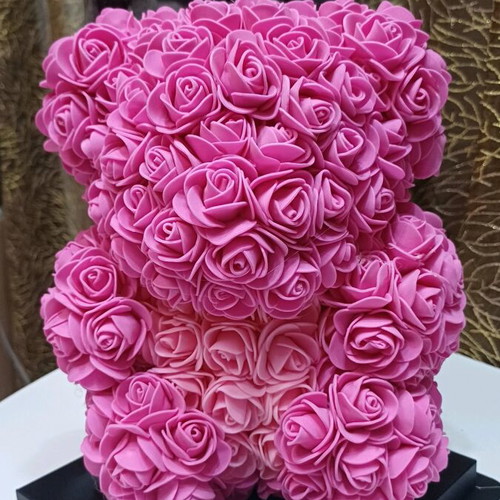 Bear made of artificial roses new, pink