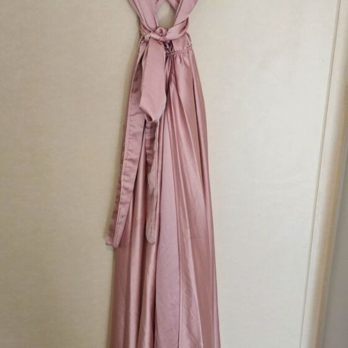 Multifunctional satin dress like new, one size, baby pink
