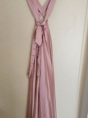 Multifunctional satin dress like new, one size, baby pink