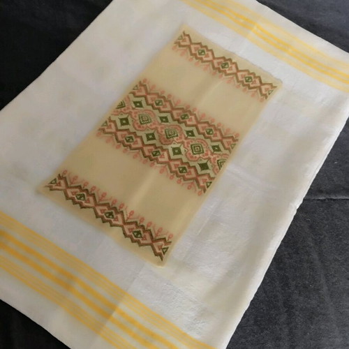 Woven cotton pillowcase new with embroidery 65x40 cm