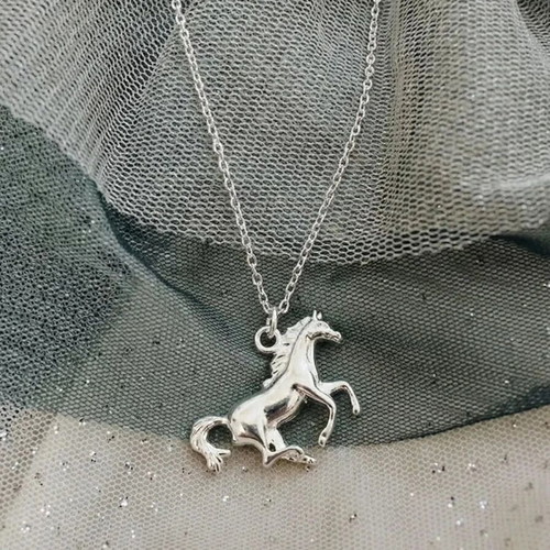Horse Necklace 18K White Gold Plated Stainless Steel with Gift Box