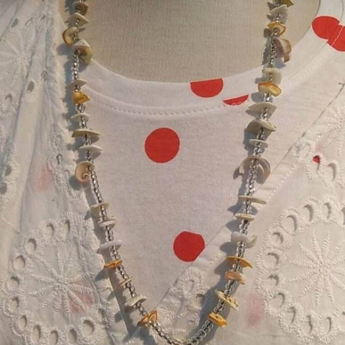 Vintage shell necklace 00s used, summer style with beads and shells