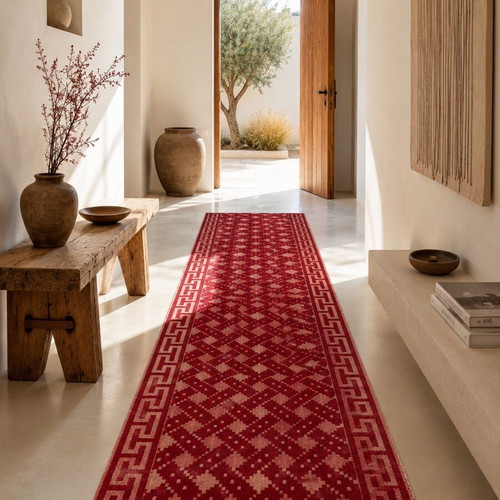 Handmade Kilim Runner Wool Carpet like new, rare geometric design