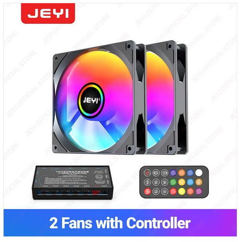 Jeyi 2x ARGB Fan 120mm AURA Ultra Silent with controller and remote new