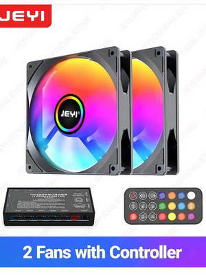 Jeyi 2x ARGB Fan 120mm AURA Ultra Silent with controller and remote new