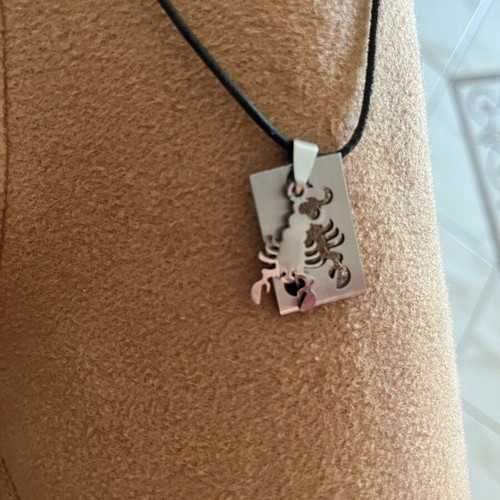 Scorpio zodiac necklace like new stainless steel with leather cord