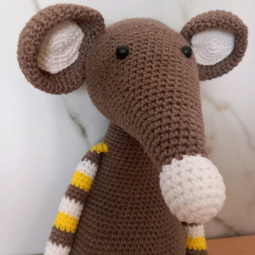 Knitted doll mouse new, 52cm, cotton yarn