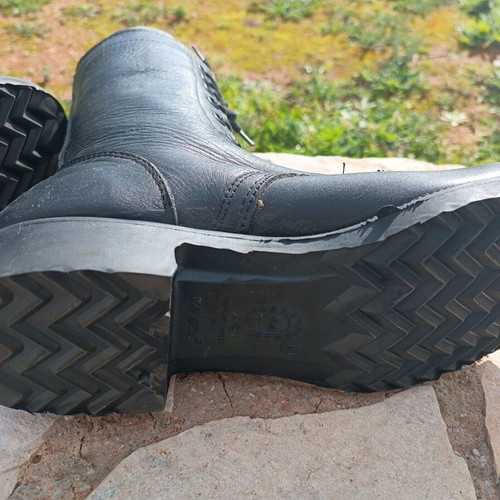 Black leather military-style boots size 44 like new