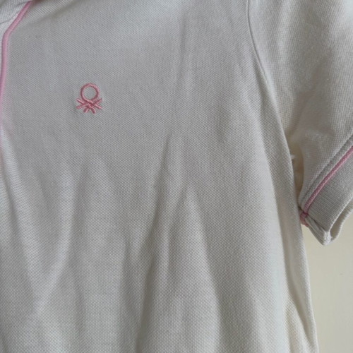 Benetton white polo shirt with pink details size S used