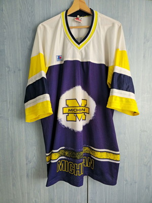 Starter Michigan vintage διχτυωτή φανέλα 90s σε μωβ και λευκό, μέγεθος XL