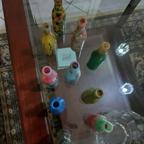 Decorative bottles like new, pack of 12 hand-painted