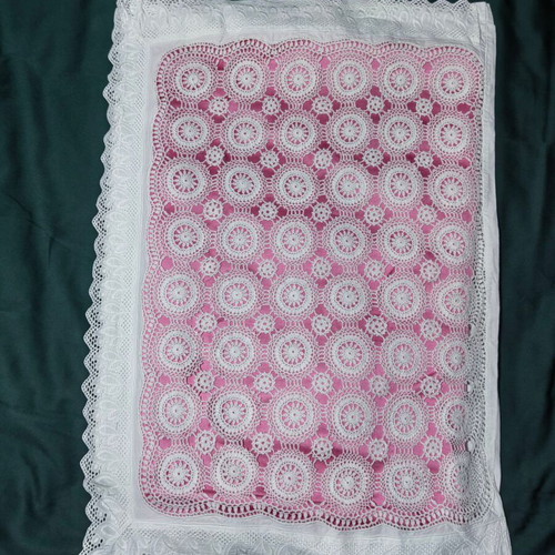 Vintage 60s pillowcases set of 2 used with handmade crochet lace