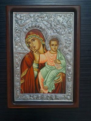Panagia Glykofilousa silver 925 new in box 24x17