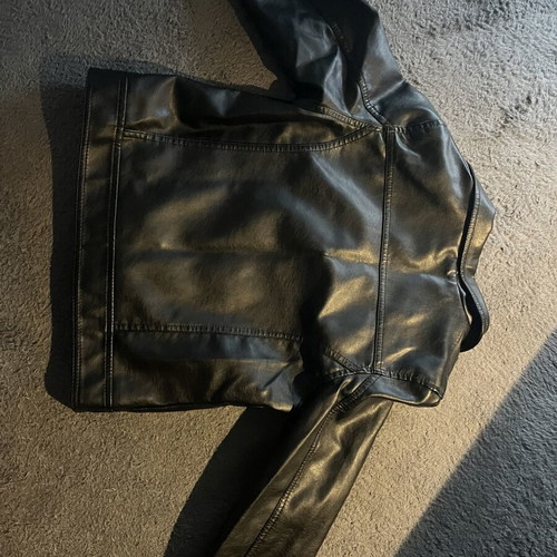 Black biker jacket synthetic leather