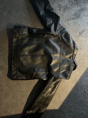 Black biker jacket synthetic leather