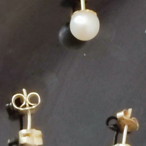 Women's earrings set with zircon heart studs and pearl stud, like new