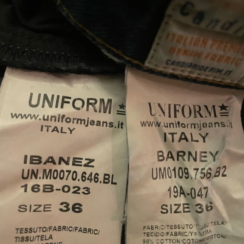 Uniform jeans 2 pieces used, size 36, black and blue
