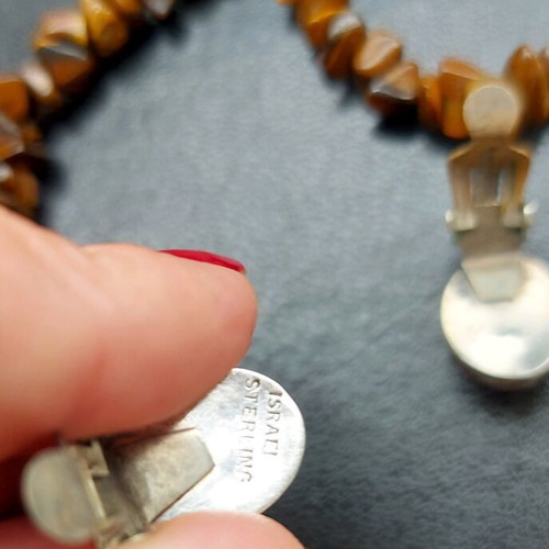 Vintage jewelry set with tiger's eye used, Israel sterling