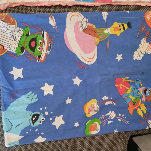Sesame Street vintage pillowcase and blanket used