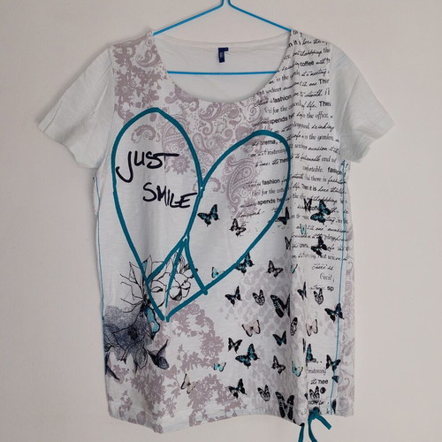 Cecil women's t-shirt new, size Large, white and turquoise