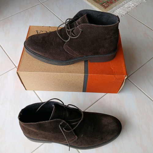 Portobellos men's lace-up boots new, suede leather, brown, size 44