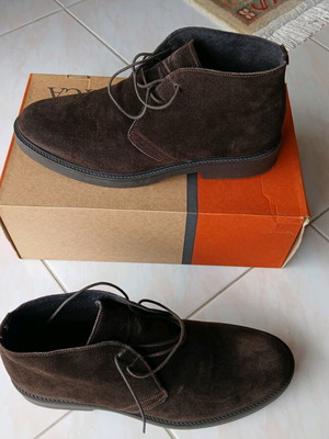 Portobellos men's lace-up boots new, suede leather, brown, size 44