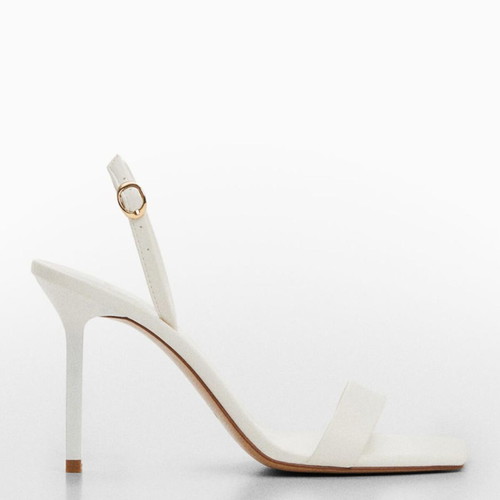 Mango Katia White Strappy Slingback Heeled Sandals like new