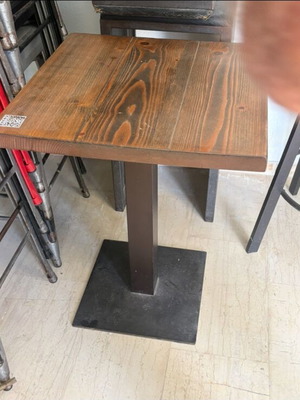 Wooden table with iron base used, set of 3