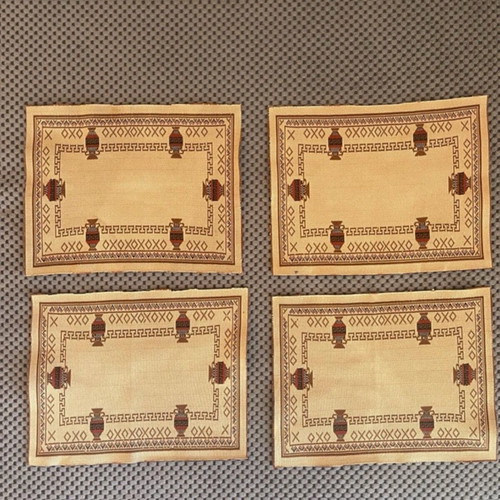 Vintage set of 5 Bulgarian coffee serving napkins like new, retro folk 70s 80s