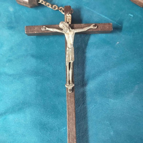Rosary used from Jerusalem with wooden beads and renaissance cross
