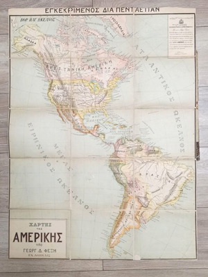 Antique Map of America 1906 used, folding, historical collectible