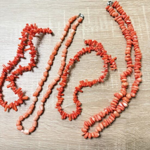 Coral necklaces set of 4 new, pink, various lengths