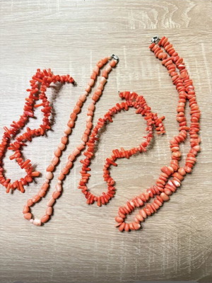 Coral necklaces set of 4 new, pink, various lengths