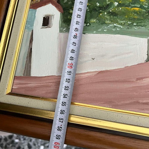 Painting on Island with Chapel like new, framed art