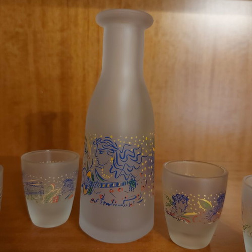 Glass set for tsipouro with pitcher and glasses by G. Stathopoulos