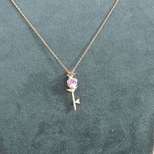 Key Necklace with Heart in Stainless Steel new